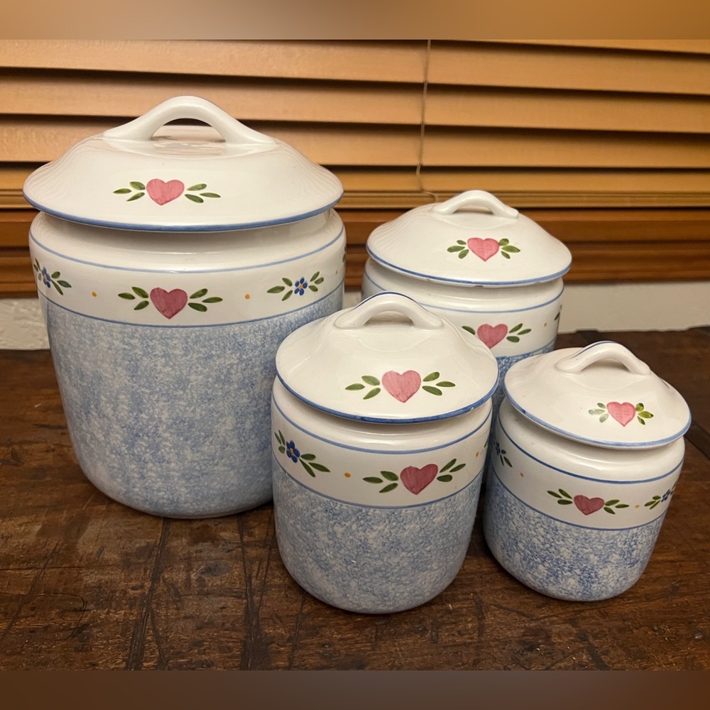 Floral Heart Ceramic Canister Set